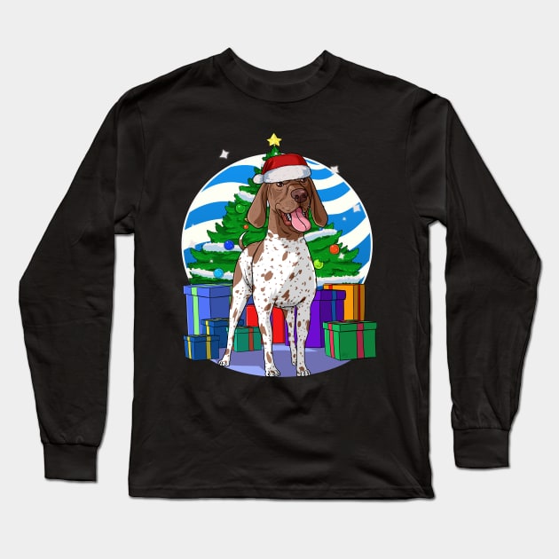 German Shorthaired Pointer Santa Christmas Tree Gift Long Sleeve T-Shirt by Noseking